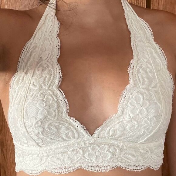 Urban Outfitters Out From Under Lace Halter Bralette White Size S - Picture 1 of 7